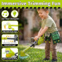 Pandapop 2 in 1 Outils Enfant, Débroussailleuse Enfant avec Lumière, Souffleur Feuille avec Son, Kit Jardinage avec Ceinture Et