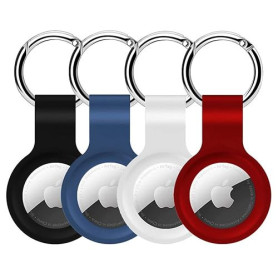 Alsukeay Lot de 4 étuis de Protection en Silicone pour AirTag avec Porte-clés - Compatible avec AirTag Tracker Portefeuille, Sac