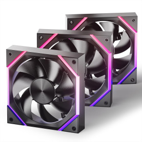 AsiaHorse Nyota Ventilateur PC 120MM ARGB [Lot de 3] [HDB] Ventilateur RGB 2000 RPM/61.5 CFM/2,16 MMH2O 5V 3PIN ARGB et ventilat