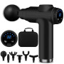 BUOAZR Mini pistolet de massage musculaire avec 32 vitesses jusqu'à 3500 tr/min et 6 têtes, pistolet de massage électrique avec