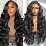 Junemet 32 Pouces Perruque Femme Naturelle Brésilien Densité 200% 13x4 Body Wave Lace Wig Perruque bouclée femme Glueless Lace W