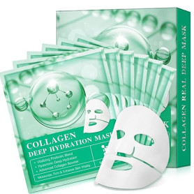 Bio-Collagen Masque de Nuit Intensif Coréen - Lot de 6 - Activateur de Collagène Avancé - Réduction des Pores, Hydratation Inten