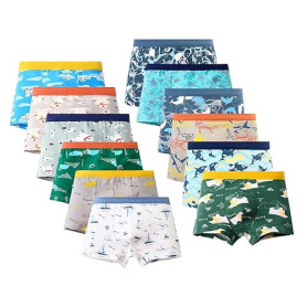 HAGOT 12 Caleçons Coton pour Garçons, sous-Vêtements Doux et Respirants Garcon, Calecon Enfant Culotte Variété