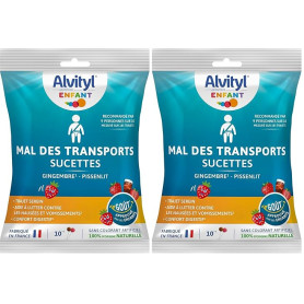 Alvityl Pack de 10 Sucettes Mal des Transports Trajet Calme/Serein Recommandé à 93 pourcent, Bleu, 120 g (Lot de 2)