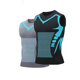 Gilet Modelant Ionique Nouvelle Édition, Matière Soie Glacée Ultra Respirante Conçue pour Les Hommes Recherchant Le Corps Parfai