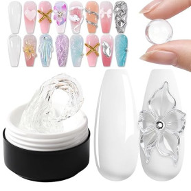 GZMAYUEN Solide Gel Construction Ongle UV Nail Extension Gel 15ML Transparent Solid Sculpture Builder Gel Non-Stick Clear Extens