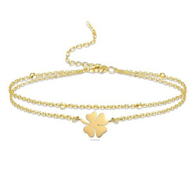 VASSAGO Bracelet trèfle à quatre feuilles en acier inoxydable pour femme - Bracelet porte-bonheur en forme de trèfle à quatre fe