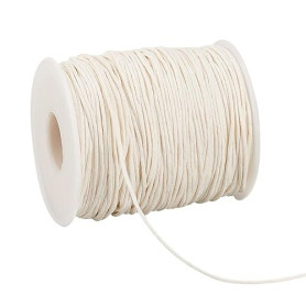 PandaHall 91m 1 mm Fil de Coton ciré Cordon en Coton ciré tressé pour Bracelet, Collier, Bijoux, Artisanat, Perles, Vieille Dent