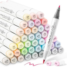Ohuhu Marqueurs Colorés D'art, Pastel Pinceau Pointe Double Feutres à Alcool Pinceau et Fine Burin Pour Artiste Etudiants Pour C