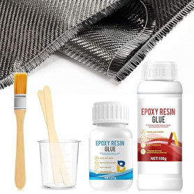 WEILAOK Kit de Réparation Ultra Rapide en Fibre de Carbone, Kit de Résine Époxy et Tissu en Fibre de Carbone, Fibre de Carbone p