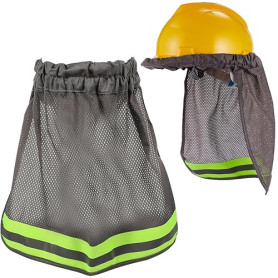 TOVINANNA Pare-Soleil pour Casque de Chantier, Protège-Nuque Réfléchissant en Tissu Bird-Eye, Protection Solaire Grise pour Trav
