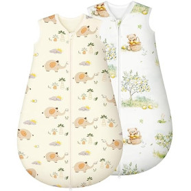 Yukkidds Gigoteuse Bébé Hiver 1.5 TOG en Coton Doux, Turbulette Chaude avec Fermeture Éclair, Lot de 2, pour Nouveau-né Garçons