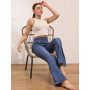 Chasehot Jean Femme Taille Elastique, Jeggings Taille Haute Bootcut avec Poches Flared Mode Slim Pantalon Denim Leggings Évasé J