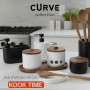 Kook Time Distributeur de Savon Cuisine avec Porte-Éponge 520 ML Curve - Organiseur d'Évier en Céramique pour Liquide Vaisselle 