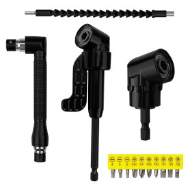 Dunkwckore 14 Pièces Renvoi D'Angle Visseuse Kit, Rallonge Visseuse, Renvoi D'Angle Perceuse, 105° Tournevis Flexible, 1/4" Embo