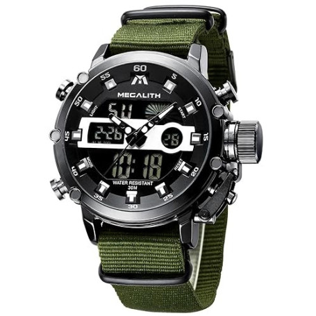 MEGALITH Montre Homme Digitale Militaire Sport Montre Numerique Homme Etanche 3ATM Grand Cadran Montres Bracelet avec Chronomètr