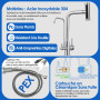 ROVOGO Mitigeur Robinet d'Évier de Cuisine 3 Voies à Eau Filtrée en Acier Inoxydable 304 Brossé, Douchette Extractible à 4 Modes