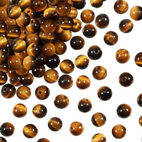 TOAOB 25pcs Perles Pierre Naturelles 10mm Oeil de Tigr Perles Rondes en Vrac de Pierres Précieuses Gemme Énergie Guérison pour F