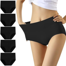 YouShow Culottes Femmes Coton Taille Haute Lot de 5 Slips Elasticité Ventre Plat
