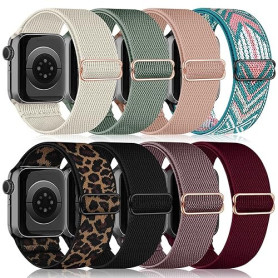 chinbersky 8 Pack Bracelets Compatibles avec Bracelet Apple Watch 41mm 38mm 40mm Femmes Hommes, Bracelet en Réglable Nylon élast