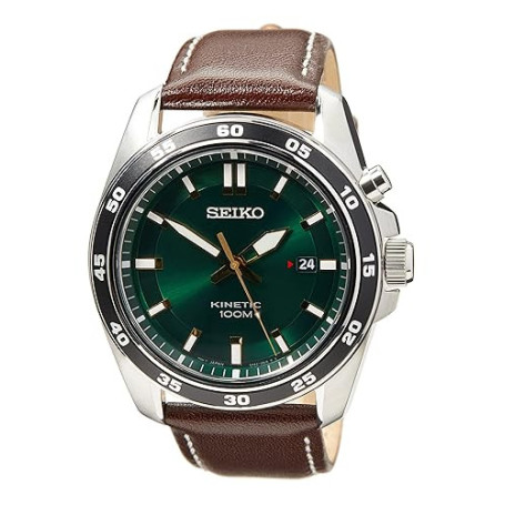 Seiko Herren-Uhr Kinetik Edelstahl mit Lederband