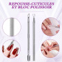 Kit pour Retrait Vernis Semi Permanent - 10 Pinces Doigts Vernis + Grattoir + Poussoir Cuticules + 100x Cotons + Brosse Ongles, 