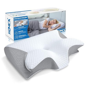 HOMCA Oreiller Ergonomique Cervical, 2 en 1 Oreiller à Mémoire de Forme pour la Nuque, Coussin pour Dormir sur Le Côté et sur Le