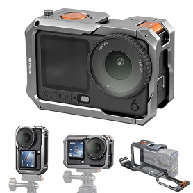 REYGEAK Cage en métal ultra légère pour DJI Osmo Action 6, cadre de protection en aluminium avec vis 1/4", chaussure froide, sup