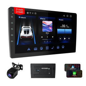 Haudio 9 Pouces Autoradio Bluetooth 2 DIN avec Carplay & Android Auto sans Fil, HD Écran Tactile avec Mirror Link, Navigation GP