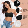 WOWENY Soutien-Gorge Bandeau sans Bretelles pour Femme sans Armatures - Bralette rembourrée sans Couture avec Bretelles Transpar