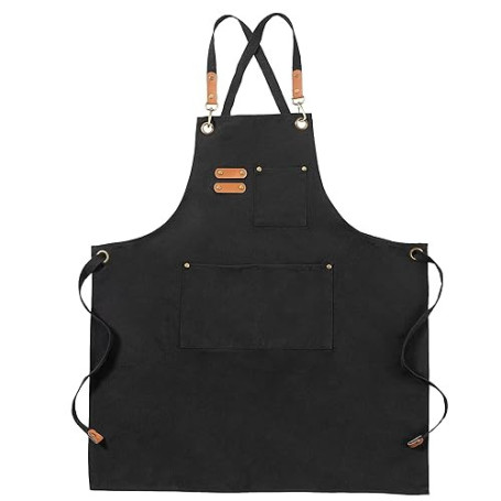 Tabliers Toile, Tabliers de Travail pour Hommes Femmes, Tabliers de Chef avec Sangle Réglable et 3 Poches, Tablier pour Serveurs