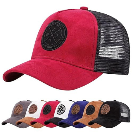 Enwokran Casquette de Baseball Réglable Unisexe Anti-UV Protection Ajustable Boucle en Metal Trucker Hip-hop Cap Broderie Maille