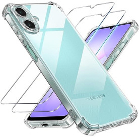 Tentoki 3 en 1 Coque et Verre Trempé pour Samsung Galaxy A07, [Coussin d'air Intégré] Anti-Jaunissement Souple TPU Bumper Coque