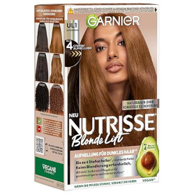 Garnier Nutrisse Blonde Lift Éclaircissant pour cheveux foncés en marron naturel avec 4 niveaux d'éclaircissement sans décolorat