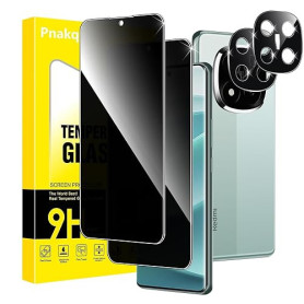 Pnakqil Verre Trempé Anti Espion pour Xiaoimi Redmi Note 14 Pro Plus/Note 14 Pro+ 5G Protection Ecran avec Protecteur Objectif C