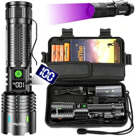 Relybo Lampe Torche LED Ultra Puissante, 1000000 Lumen Lampe De Poche, Lampe Torche Rechargeable USB, Lampe De Poche LED Ultra P