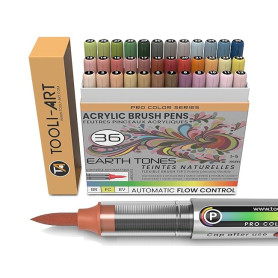 36 tons de terre Stylos de peinture acrylique à pointe flexible avec contrôle de débit automatique de 1-5 mm pour peinture sur r