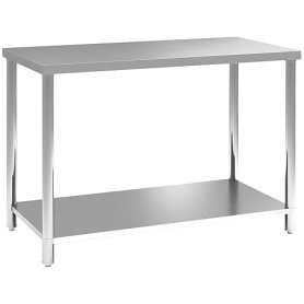 HOMCOM Table de Travail à 2 étagères, établi d'atelier en Acier Inoxydable, Plan de Travail pour Atelier, Garage, Hangar, Charge