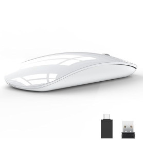 Uiosmuph U58 Souris Optique sans Fil Rechargeable, 2.4G silencieuse Wireless Mouse Ultra Portable avec récepteur USB Nano et Ada