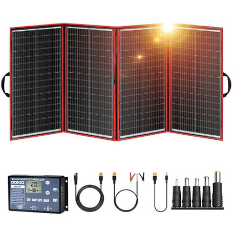 DOKIO 300W Kit Panneau solaire PLIABLE portable MONOcristallin avec 2 ports USB Pour Plein air