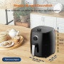 Home Trends Mini friteuse à air chaud avec contrôle de la température programmable, 1400 W, minuterie de 30 minutes, friture san