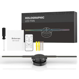 Hologramme 3D de 42 cm avec Wi-Fi, Projecteur Hologramme 3D avec 244 LED, 2200 cd/m² et 1500 vidéos 3D Gratuites, Projecteur Hol