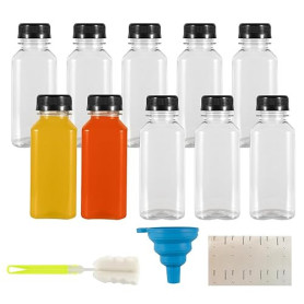 Yzpklhw Lot de 10 bouteilles de jus en plastique de 250 ml avec couvercles inviolables, vides et réutilisables, pour lait, eau,