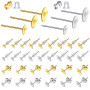 TOAOB 300pcs Boucles D'Oreilles Poteaux Plat Pad en Acier Inoxydable 4mm 6mm 8mm avec Dos Papillon Apprêt et Fermoirs en Silicon