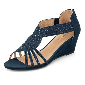 PIZZ ANNU Sandales Femme Été Compensées à Plateforme Escarpins Strass Sandale à Talon Compensé Mode Confort pour Soirée Mariage