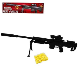 Airsoft Réplique de Fusil à Billes avec Trépieds 81cm et Lunette Factice, 0,5 Joule, Tir Coup par Coup, 18 Billes Incluses
