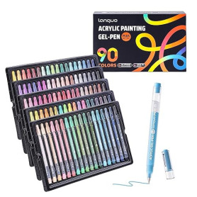 languo Lot de 90 stylos à encre gel acrylique 3D à pointe ogive de 1 mm pour papier noir, roche, verre, tissu, loisirs créatifs