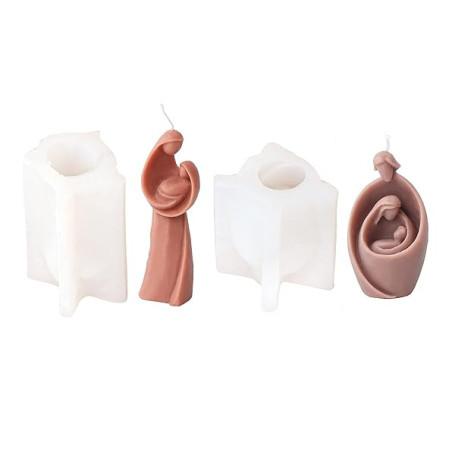 Xidmold Lot de 2 moules en silicone abstraits en forme de famille sacrée pour bougies en silicone Jésus avec Marie pour bougies