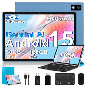 2026 Dernier Tablette 10 Pouces Android 15 Gemini AI | 30Go RAM + 128Go ROM (2To TF) | Octa-Core 2,0GHz, 8000mAh, GMS & Widevine