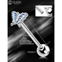 OUFER 14G 1PC Piercing Langue 316L Acier Chirurgical Internally Threaded Langue Barre Boule 16mm 20D DND Rainbow Purple Papillon